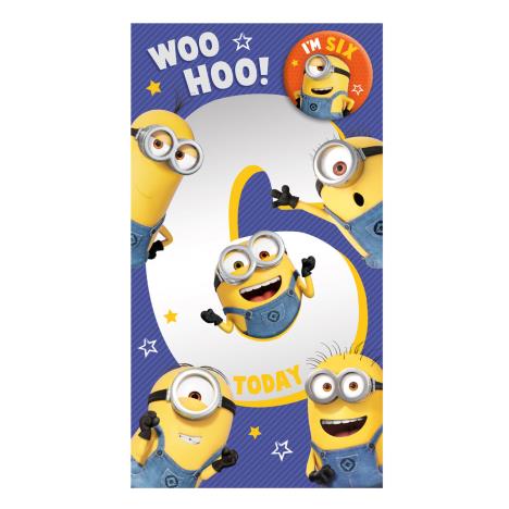 I'm Six Minions 6th Birthday Card With Badge £2.69